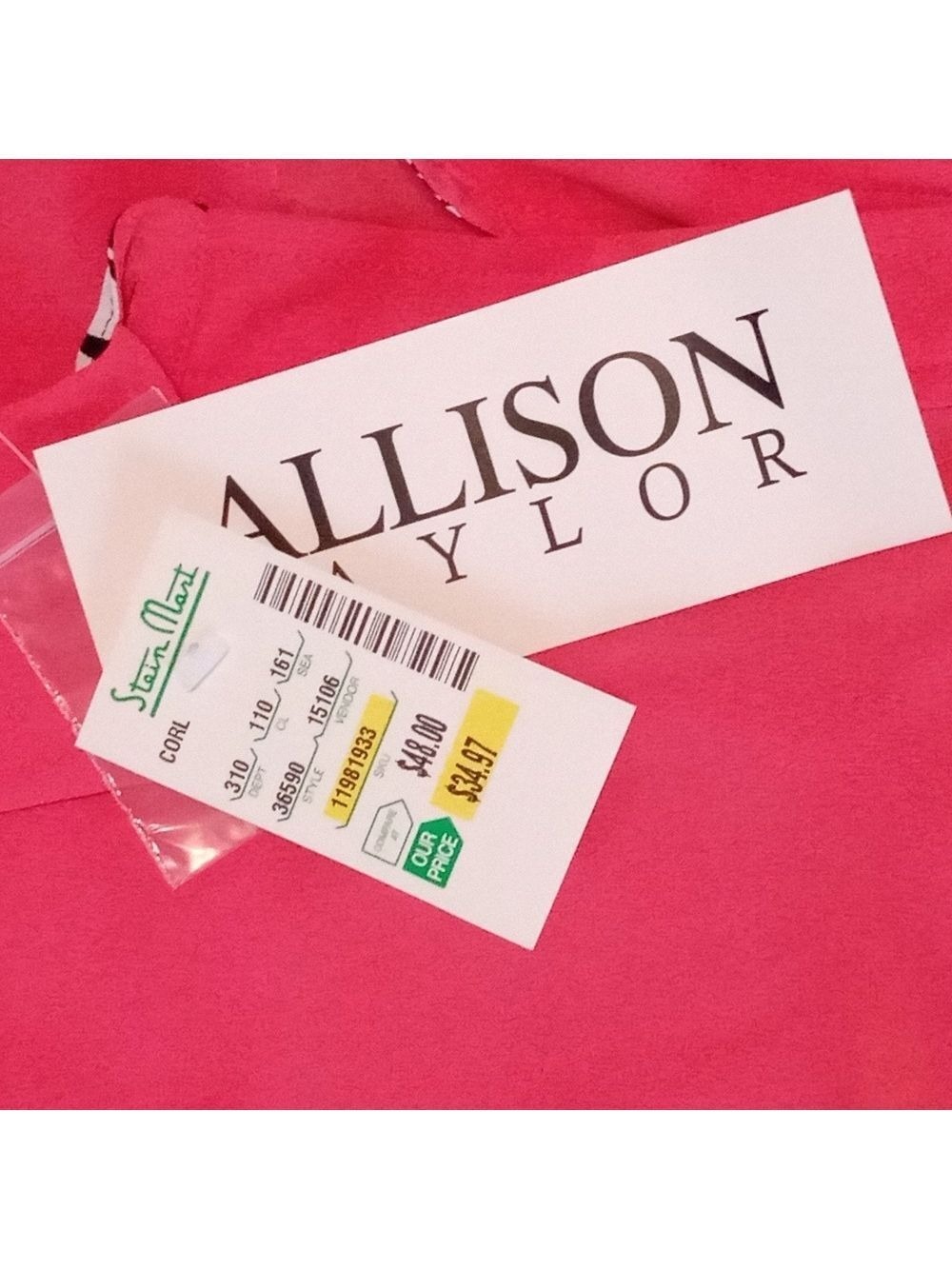 Allison Taylor Silk Top Coral Size Small - Picture 4 of 7